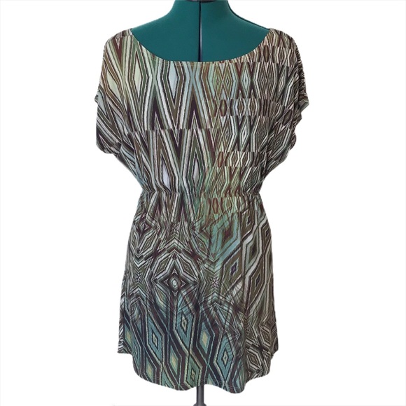 Tres Bien Brown and Teal Empire Waist Top, Medium - Picture 3 of 16